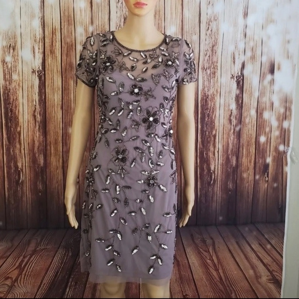 Adrianna Papell Beaded Floral Dress
